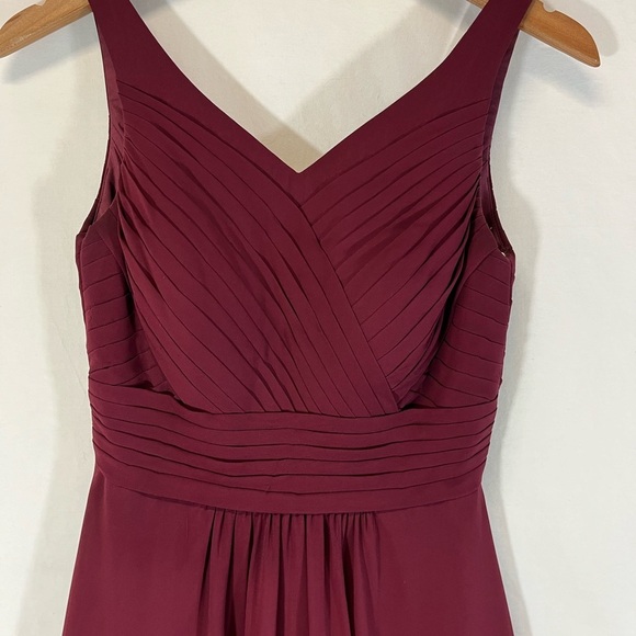 Azazie Grace Cabernet A-Line Pleated Chiffon Dress Tank Style Pleats Size A0 - Picture 9 of 15